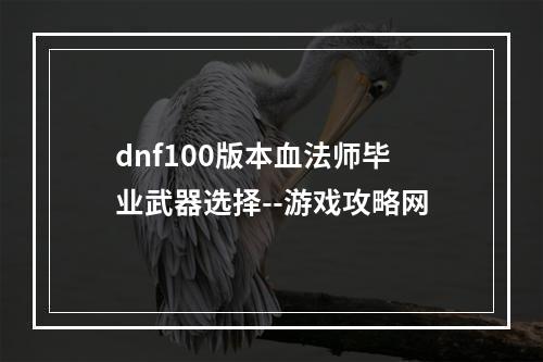 dnf100版本血法师毕业武器选择--游戏攻略网