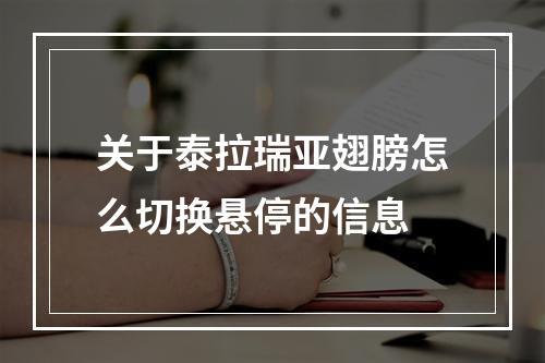 关于泰拉瑞亚翅膀怎么切换悬停的信息