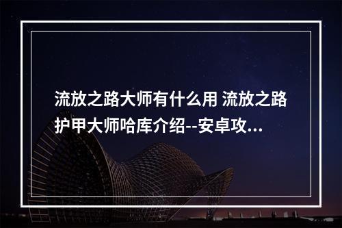 流放之路大师有什么用 流放之路护甲大师哈库介绍--安卓攻略网