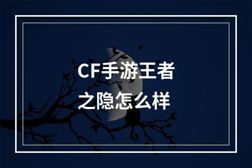 CF手游王者之隐怎么样