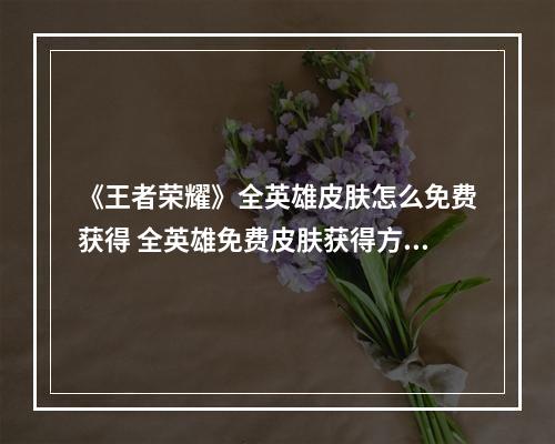 《王者荣耀》全英雄皮肤怎么免费获得 全英雄免费皮肤获得方法--手游攻略网