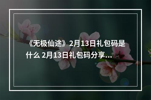 《无极仙途》2月13日礼包码是什么 2月13日礼包码分享--游戏攻略网