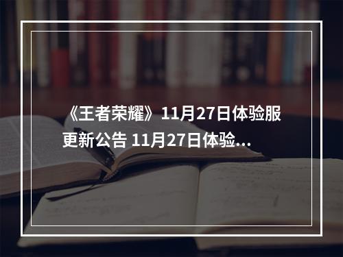 《王者荣耀》11月27日体验服更新公告 11月27日体验服更新了什么--手游攻略网