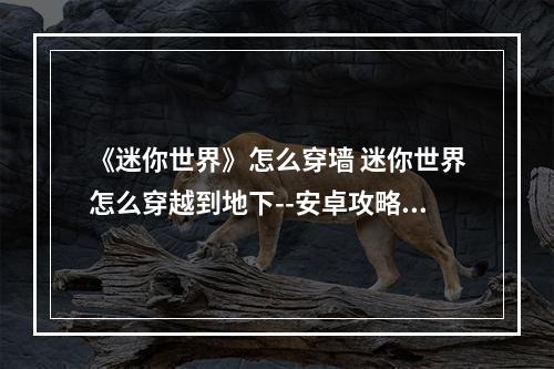 《迷你世界》怎么穿墙 迷你世界怎么穿越到地下--安卓攻略网