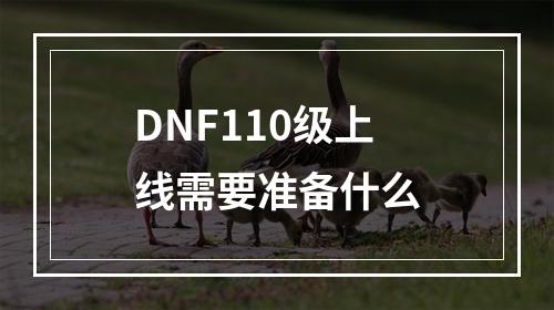 DNF110级上线需要准备什么