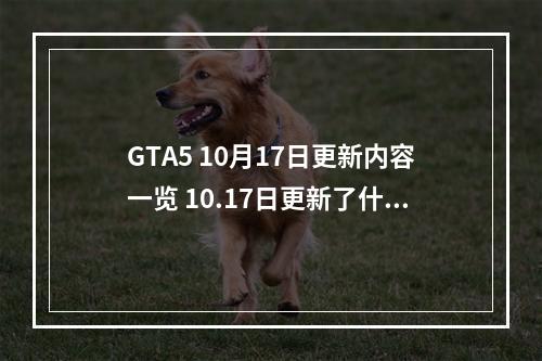 GTA5 10月17日更新内容一览 10.17日更新了什么