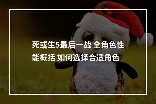 死或生5最后一战 全角色性能概括 如何选择合适角色