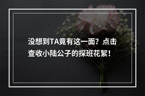 没想到TA竟有这一面？点击查收小陆公子的探班花絮！