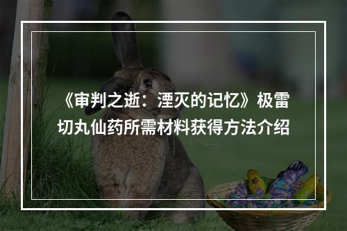 《审判之逝：湮灭的记忆》极雷切丸仙药所需材料获得方法介绍