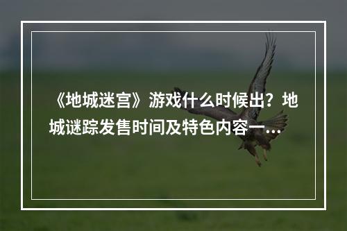 《地城迷宫》游戏什么时候出？地城谜踪发售时间及特色内容一览