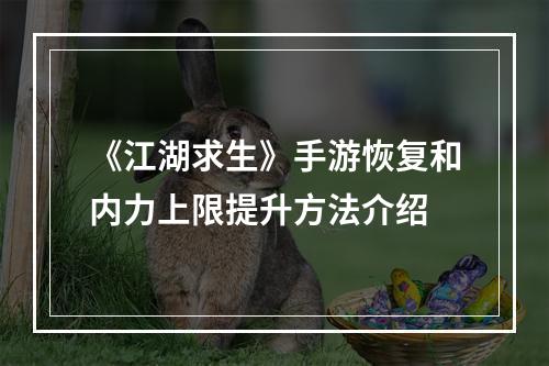 《江湖求生》手游恢复和内力上限提升方法介绍