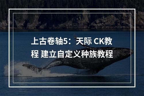 上古卷轴5：天际 CK教程 建立自定义种族教程