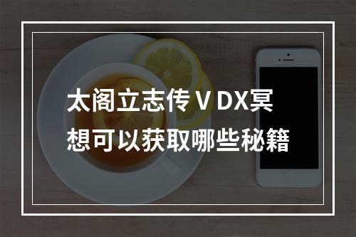 太阁立志传ⅤDX冥想可以获取哪些秘籍