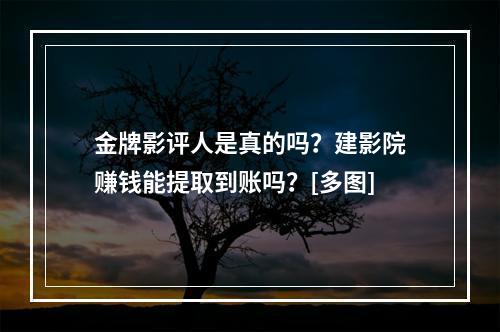 金牌影评人是真的吗？建影院赚钱能提取到账吗？[多图]