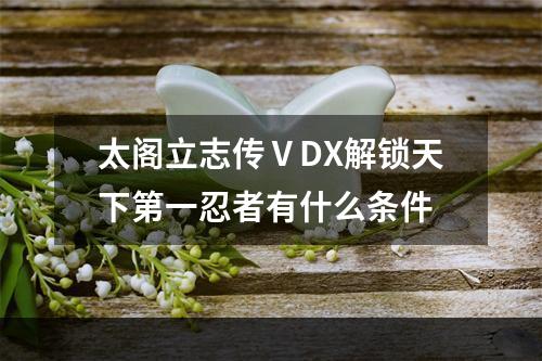 太阁立志传ⅤDX解锁天下第一忍者有什么条件