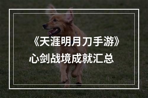 《天涯明月刀手游》心剑战境成就汇总