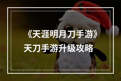 《天涯明月刀手游》天刀手游升级攻略