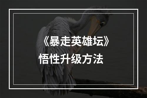 《暴走英雄坛》悟性升级方法