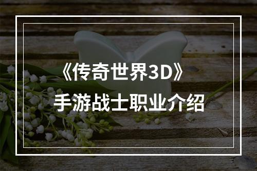 《传奇世界3D》手游战士职业介绍