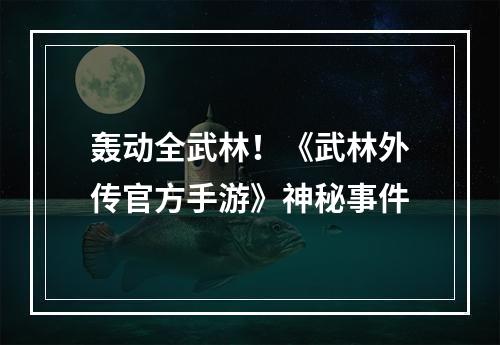 轰动全武林！《武林外传官方手游》神秘事件