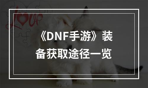 《DNF手游》装备获取途径一览