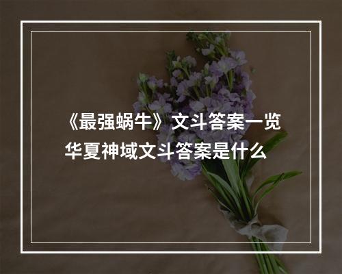 《最强蜗牛》文斗答案一览 华夏神域文斗答案是什么