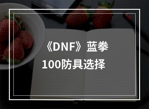 《DNF》蓝拳100防具选择