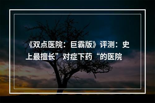 《双点医院：巨霸版》评测：史上最擅长”对症下药“的医院