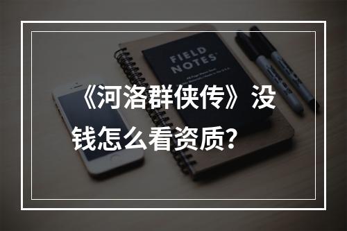 《河洛群侠传》没钱怎么看资质？