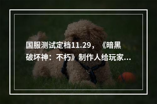 国服测试定档11.29，《暗黑破坏神：不朽》制作人给玩家的一封信