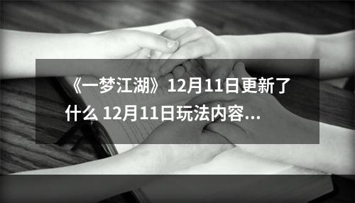 《一梦江湖》12月11日更新了什么 12月11日玩法内容更新