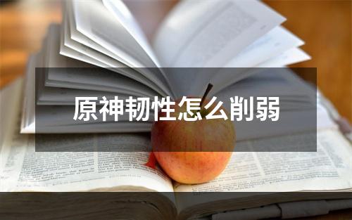 原神韧性怎么削弱