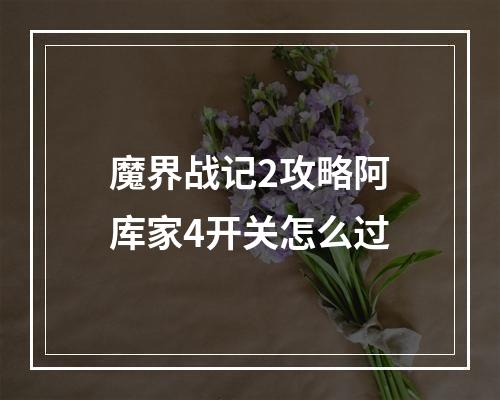 魔界战记2攻略阿库家4开关怎么过