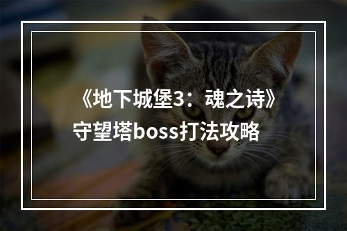 《地下城堡3：魂之诗》守望塔boss打法攻略