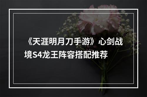 《天涯明月刀手游》心剑战境S4龙王阵容搭配推荐