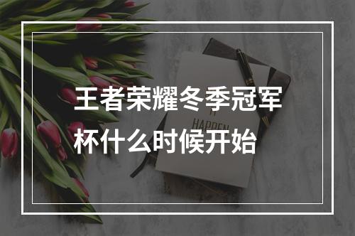 王者荣耀冬季冠军杯什么时候开始