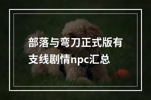 部落与弯刀正式版有支线剧情npc汇总