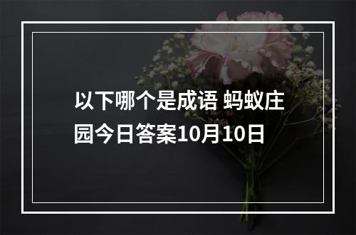 以下哪个是成语 蚂蚁庄园今日答案10月10日