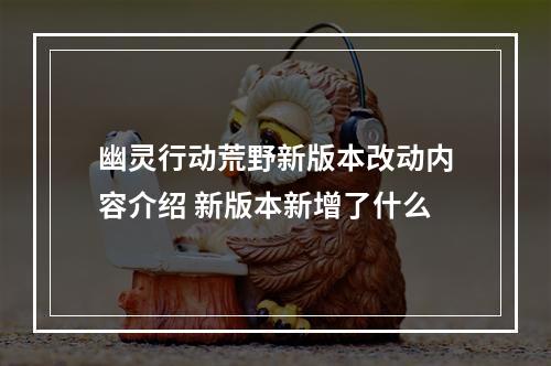 幽灵行动荒野新版本改动内容介绍 新版本新增了什么