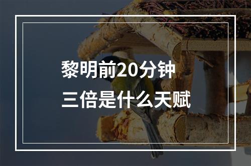 黎明前20分钟三倍是什么天赋