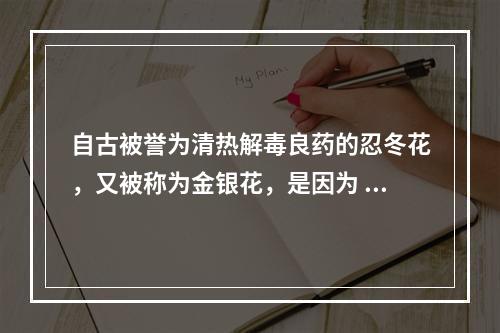 自古被誉为清热解毒良药的忍冬花，又被称为金银花，是因为 蚂蚁庄园今日答案10月16日