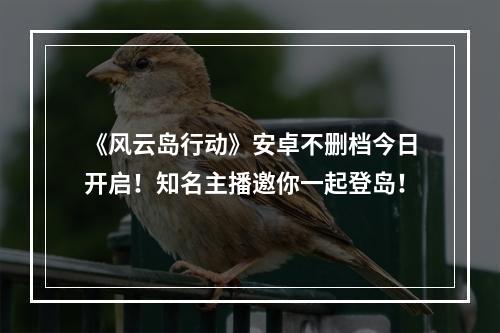 《风云岛行动》安卓不删档今日开启！知名主播邀你一起登岛！