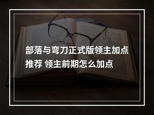 部落与弯刀正式版领主加点推荐 领主前期怎么加点