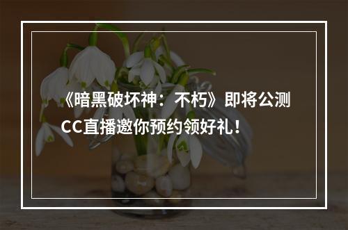 《暗黑破坏神：不朽》即将公测 CC直播邀你预约领好礼！