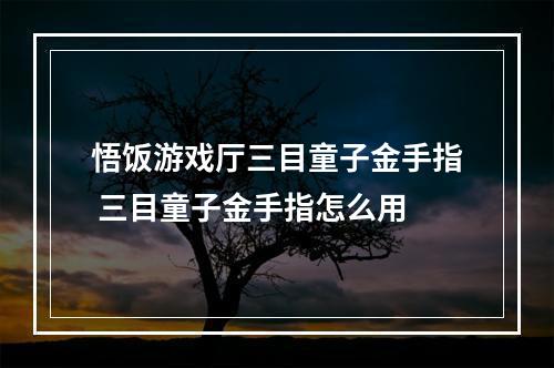 悟饭游戏厅三目童子金手指 三目童子金手指怎么用