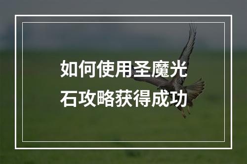 如何使用圣魔光石攻略获得成功