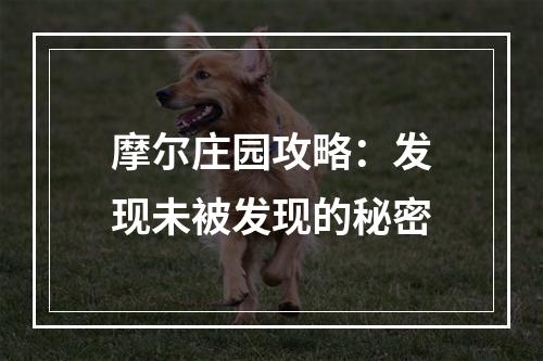 摩尔庄园攻略：发现未被发现的秘密