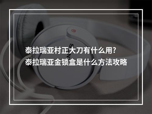 泰拉瑞亚村正大刀有什么用? 泰拉瑞亚金锁盒是什么方法攻略