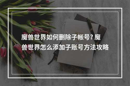 魔兽世界如何删除子帐号? 魔兽世界怎么添加子账号方法攻略