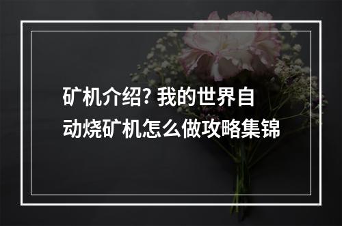 矿机介绍? 我的世界自动烧矿机怎么做攻略集锦